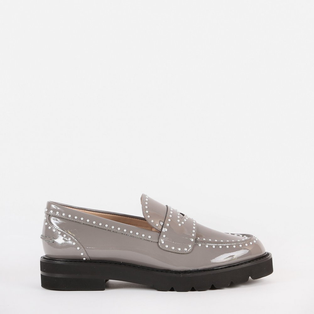 stuart weitzman silver loafers